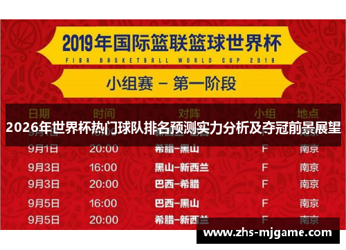2026年世界杯热门球队排名预测实力分析及夺冠前景展望